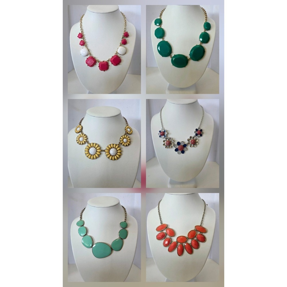 Fashion Necklace Lot of 6 Unbranded‎ Bib Necklaces Beaded Mixed Metals Colorful